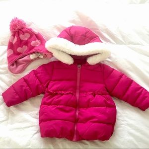 18-24mo Pink Girl’s Winter Coat / Jacket & Hat